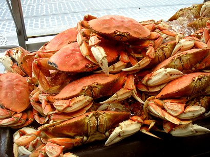 Cooked crabs at the dockside in San Francisco