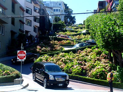 looking up Lombard Street in San Francisco