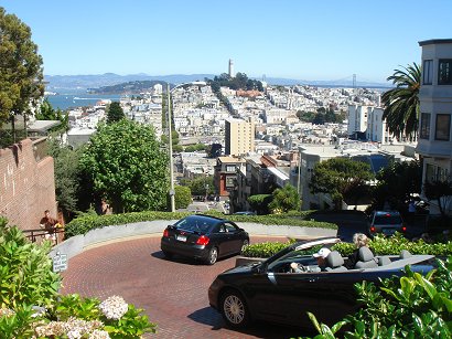 looking down Lombard Street in San Francisco