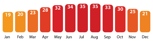 yearly weather temperatures in Cairo, Egypt