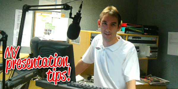 Paul Denton in the studio showing how to present on the radio 