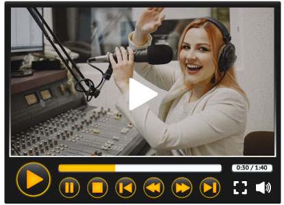 Webcam view of a female presenter in a radio studio