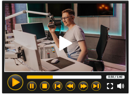 Webcam view of a male presenter in a radio studio
