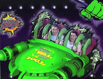 Paul Denton on hulk ride (Hulk:TM & © Marvel Characters. Inc.)