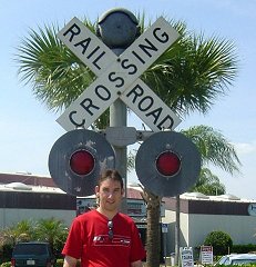 Paul Denton at railroad crossing