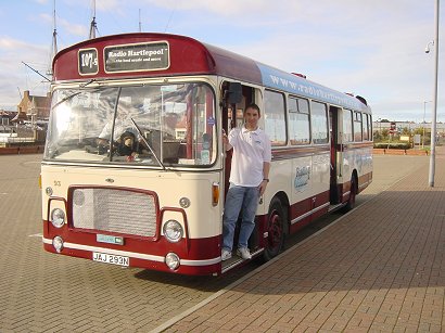 Paul Denton on the Radio Hartlepool bus