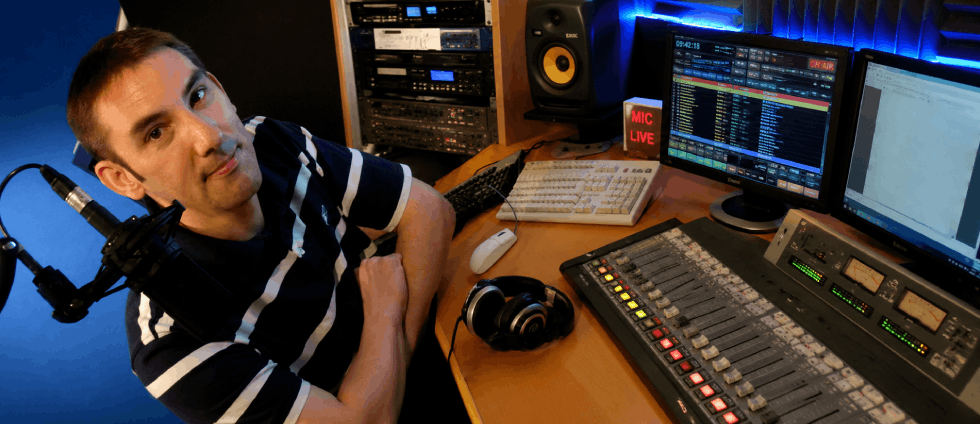 Paul Denton in the radio studio